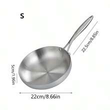 1pc Thick 316 Stainless Steel Frying Pan/Wok/Chef Pan, Multi-Layer Steel Structure Non-Stick Flat Bottom Pan, Even Heat Distribution, Coating-Free, Suitable For Gas Stove And Induction Cooktop - View 9