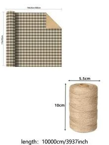 Roll Green & Kraft Buffalo Plaid Wrapping Paper Roll, Pair With Hemp Rope, Rustic Checkered Gift Wrap, -Style Brown Paper With Dark Green Squares, Farmhouse Holiday & Everyday Gift Wrapping For Christmas, Birthdays, Diy Crafts And Packaging - One Size Fits All - View 14
