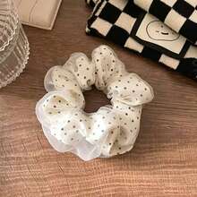Polka Dot Mesh Double Layer Fashion Fabric Hair Scrunchie, Multi-Functional Suitable For Party And Birthday, Ideal Mother's Day Gift - Polka Dot Hair Tie - View 14