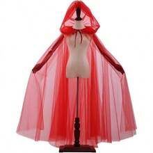 1pc High Quality Halloween Carnival Double Layer Mesh Transparent Hooded Cape Witch Costume Vampire Bride Solid Color Cloak For Adults - Multicolor - View 13