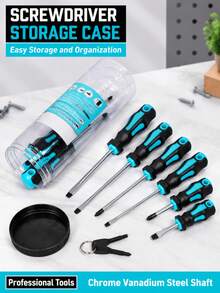 12pcs Magnetic Screwdriver Set, 5pcs Head And 5pcs Flat Head Professional Cushioned Handle Screwdrivers, And 2pcs Key Screwdrivers - Multiple Styles and Colors - View 2