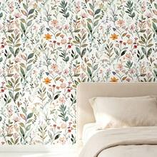 1 Roll Self‑Adhesive Colorful Small Flower Wallpaper, PVC 17.32 In * 39.3/118.1/196.8 In, Easy‑To‑Clean Waterproof Film For Bedroom, Living Room Home Decoration And Rental Furniture Renovation - Color - View 2