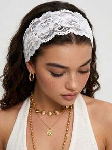 1pc Women's Lace Headband, Suitable For Daily Wear, Summer Hair Accessory, Vacation Beach Style Fashion Headband - Multicolor - View 7