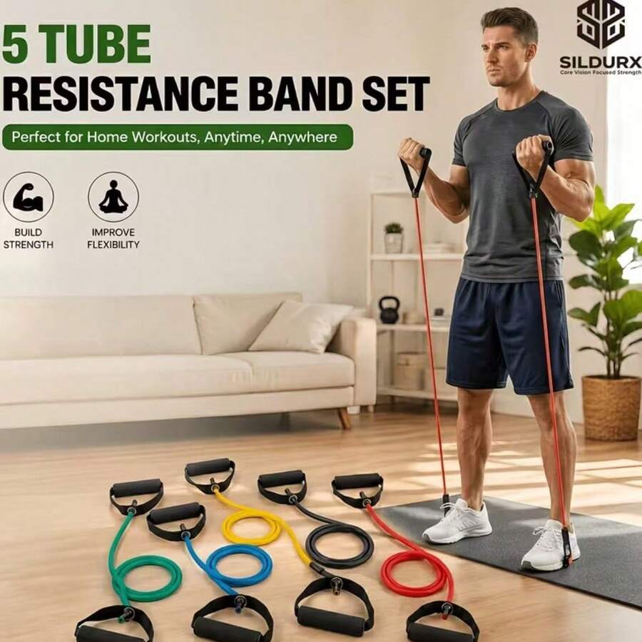 Resistance Band With Handle, Fitness Band, Suitable For Resistance Training, Home Workout, Fitness, Pilates - A - View 1