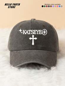 1pc KATSEYE Cross Pattern Print Baseball Cap, Classic Casual Fashion Vintage Sun Protection Hat, Soft Sweat-Absorbing Band, Adjustable Size, Lightweight Sun Protection, Versatile Use, Suitable For Outdoor Sports, Daily Wear, Gatherings And Vacations. - A - View 9