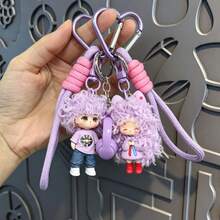 Cartoon Curly Hair Doll Keychain Pendant Cool Couple Character Charm Cute Bag Hanging Chain Creative Small Gift 1pc/2pcs,Purse Charms - Multicolor - View 19