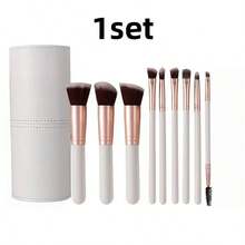 9pcs Makeup Brush Set With Foundation, Contour, Eyeshadow, Eyebrow Brushes And Storage Cup, Suitable For Travel, Date, Party, Photography, Daily Makeup, Soft Handle And Bristles, Portable Makeup Set, Shiny Makeup Essentials - Multicolor - View 10