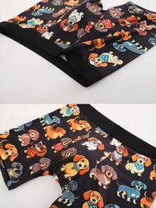 1 Pc Men's Boxer Briefs, Soft Skin-Friendly Fabric, Cute Cartoon Dachshund Dog Print Underwear, Fun Animal Pattern Daily Wear For Dog Lovers - Multicolor - View 4