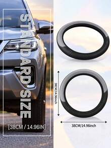 ROSEKEY 1PC Universal Semi-Circular Two-Tone PU Leather Steering Wheel Cover Features A Soft Grip, Is Non-Slip, Breathable, And Sweat-Proof. It's Suitable For All Seasons, Including Sedans, SUVs, And Trucks,Car Accessories For Women. - A - View 10
