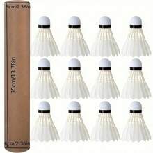 12PCS White Badminton Shuttlecocks - Windproof Durable Goose Feather Shuttlecock Set, Unbreakable Single Play Badminton Kit, Professional Stable Long-Lasting Goose Down Shuttlecocks, Suitable For Home And Professional Training, Classic Design, Premium Quality Badminton Shuttlecocks - White - View 9