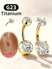 AVYRING Titanium Gold G23 Belly Button Piercing 6 Mm 8 Mm 10 Mm 12 Mm 14 Mm Silver Internal Thread Belly Button Ring - Multicolor - View 1