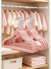 20/10/1pc Stackable Velvet Baby Hangers,Non‑Slip Connectable Kids Clothes Hangers, Space‑Saving Nursery Closet Storage Organizer - Multicolor - View 5