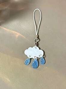 1pc Ins Clouds Rain Raindrops Shells Phone Charm - Handmade Beaded Phone Chain For Hanging, Camera Anti-Loss Chain For Travel, Bag Accent, Keychain, Apple A IrPods Pro Bluetooth Earphone Case Hanger, Holiday Gift - Multicolor - View 10