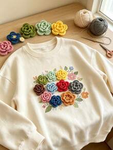 6pcs/Set Random Colors (No Duplicates) Hand-Crocheted Flowers, Made Of Yarn, Three-Dimensional And Full, Hand-Knitted And Not Prone To Pilling. DIY Hair Accessories, Clothing Decorations, And Craft Materials For DIY Enthusiasts. - Multiple Styles - View 3