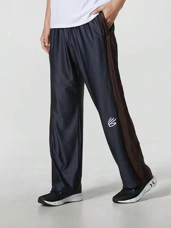 Under Armour Men's Straight-Leg Athletic Pants Lightweight Quick-Dry Breathable Side Contrast Color Basketball Training Casual Sports Pants - Black/Brown - View 1