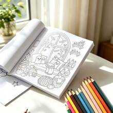 1pc Cute Halloween Themed Coloring Book, Home Decor Adorable Ghost Coloring, Relax Your Mind And Body, Relieve Stress, Perfect For Young People Who Love Cute Horror, Halloween, Cozy Thriller Art And Creative Activities. Great Gift For Halloween, Birthday Party. - Cute Halloween Coloring Book - View 7