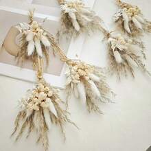 Mini Artificial Flower Bouquet Bohemian Wedding Decor Men's Boutonniere Table Centerpiece Reed Grass Birthday Cake Decor - Mix-g12 - View 8