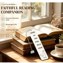 1pc Stainless Steel Bookmark "Christian Scripture Stainless Steel Bookmark Heart-Shaped Pendant Charm 'Trust In The Lord + Love Never Fails' Scripture Engraved Fellowship Church Small Gift" - SQ40 - View 2