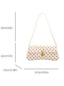 Polka Dot PU Leather Women's Underarm Bag, Casual Shoulder Bag, Suitable For Shopping, School, Travel Essentials And Wallet Storage - White - View 6