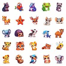 TOOUEE 50Pcs Cute Big Eye Forest Animal Paper Stickers, Smiling Tiger, Panda, Koala, Owl & Bunny Stickers, Assorted Wildlife Decals For Journal, Water Bottle, Laptop & Scrapbook DIY Decor - Multicolor - View 4