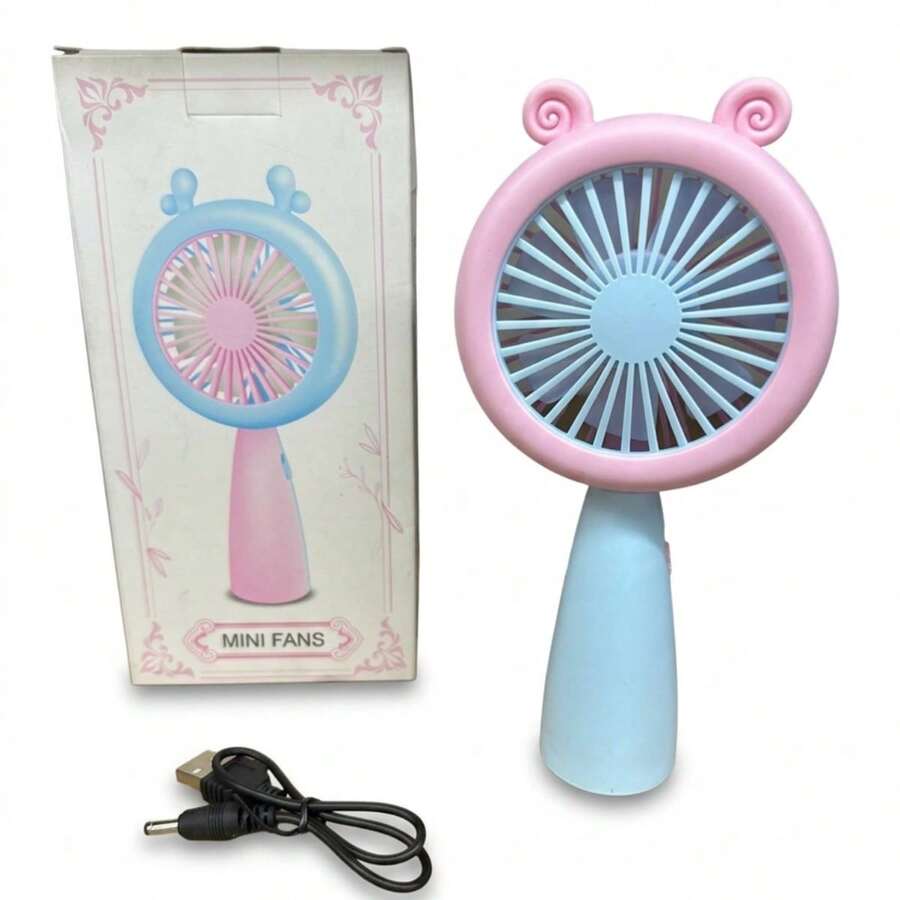 Mini Ventilador de Mão Portátil USB Infantil Fofo Orelhinhas Silencioso Recarregável - aleatorio - Visão 1