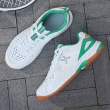 Men Lace‑Up Badminton Shoes Breathable Mesh Upper Indoor Court Training Athletic Sports Sneakers - White - View 5
