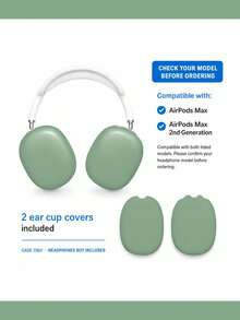 Solid Green Headphone Case, PBT Hard Shell Glossy Surface Over-Ear Headphone Cover, Full-Body Protection Anti-Scratch Anti-Drop Easy Install, Earphone Carry Case, Headband & Ear Cups Case, Gift Compatible With Over-Ear / Noise-Canceling Headphones - Green - View 4