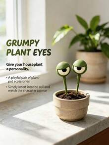3D Printed Big Eye Plant Stake, Funny Eye Flower Pot Decoration Plug-In, Mini Garden Sculpture Ornament, Quirky Potted Plant Accessory, Desktop Home Office Decor, Gift For Plant Lovers - Multicolor - View 2