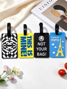 4PCS Funny Pattern Luggage Tags Waterproof Wear-Resistant Suitcase Identification Hanging Tags Travel Trolley Bag Anti-Lost Labels Portable Luggage Information Cards Hanging Tags Travel Accessories Lightweight Durable Party Gift Birthday Gift - Multicolor - View 2