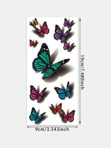 1 Sheet 3D Colorful Butterfly Temporary Tattoo Stickers, Realistic Shadow Multi‑Color Butterflies Fake Tattoos, Dreamy Girly Body Art For Girls Women, Waterproof Shoulder Collarbone Decor - Multicolor - View 6