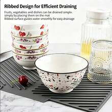 One-Piece Molded Silicone Drainage Mat, Sloped Water-Guiding Tray Cup Holder Pad, Kitchen Sink Side Non-Slip Heat-Resistant Draining Mat, Bathroom Vanity Filtration Water-Blocking Mat, Water Cup Base Coaster Countertop Spill-Proof Pad, Kitchen Utensil Draining Mat, Bathroom Vanity Storage Mat, Household Kitchen & Bathroom Multi-Function Silicone Mat, Desktop Heat-Insulating Pad - Multicolor - View 6