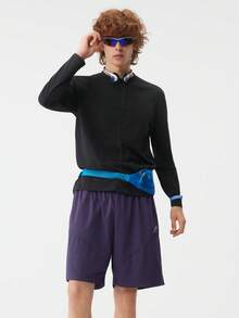 veidoorn Men's Solid Color Long-Sleeve Top With Letter Print,Simple Casual Sports T-Shirt, Daily Top - Black - View 7