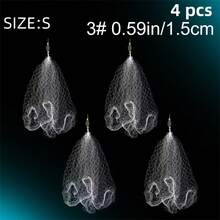 4pcs/Set Fishing Net Trap, Explosive Hook Net, Sea Fish Net, Eye-Catching Beads, Carbon Steel Bait Cage, Shallow Water Cast Gill Net Fishing Trap, Trap Net, Fishing Accessories For Fishermen - White - View 3