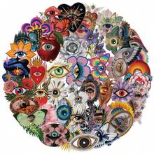 50pcs Pupil Hallucination Art PET Dual Transparency Graffiti Stickers DIY Decorative Cup Journal Phone Case Computer Desk Helmet Guitar ,Creativity Gift Decals - 1 Set/50 PCS - View 2