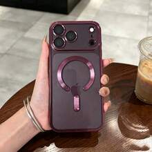 Magnetic Transparent Phone Case, Compatible With IPhone 18 Pro Max 18 Pro, With Camera Lens Protection, Electroplated Frame, Thin Soft TPU Protective Shell, Suitable For 17 Pro Max 16 Pro Max 15 14 Plus 13 12 11 XS Max XR 7 8 Plus SE 2022 - Cherry Red - View 8