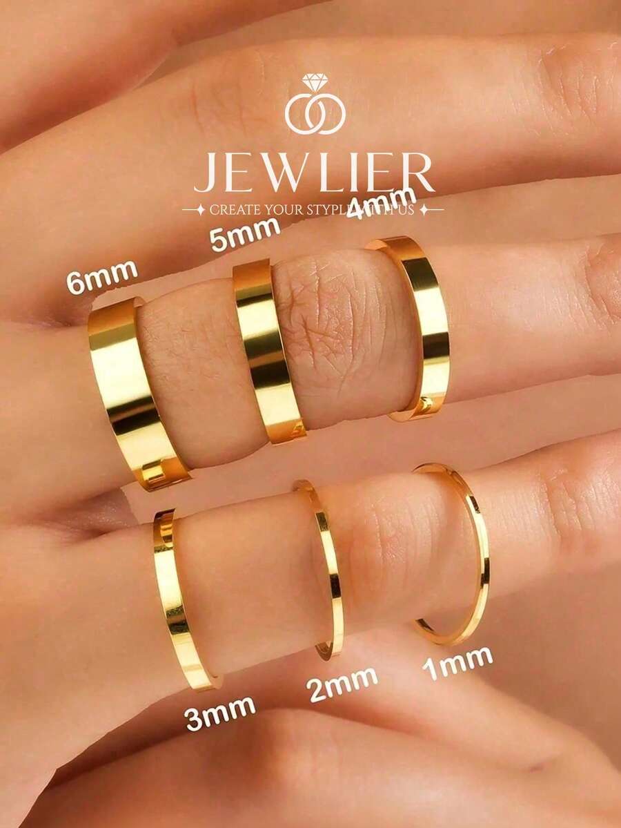 1件極簡風 2/3/4/6mm 中空純素戒指，精緻女款飾品禮物