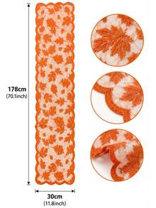 Maple Leaf Autumn Table Runner, 13x72 Inch Thanksgiving Table Runner Decoration Lace Orange Table Runner, Autumn Home Decor, Autumn Dining Table Decor, Suitable For Harvest Kitchen Dinner Party - Multicolor - View 4