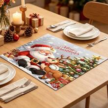 1pc Dish Drying Mat, Coffee Machine Mat, Christmas Theme Santa Claus & Reindeer Pattern Dish Drying Mat, Absorbent Quick Dry Tabletop Protector, New Year Dining Table, Kitchen Holiday Atmosphere Decorative Mat, Holiday Placemat, Multi-Purpose Drying Mat, Home Gift, Desktop Decoration - XYLSD-1121 - View 6