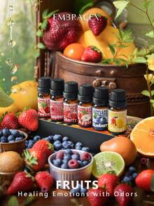 EMBRACEX. 6 Bottles/1 Bottle 10ml Fruit Fragrance Oil Set | Mango, Apple, Cherry, Strawberry, Blueberry, Raspberry Fragrance | Home Aromatherapy Diffuser, Candle Making | 6-Piece Fresh Fragrance Set, Suitable For Aromatherapy Diffuser/Scented Candle/Indoor Spray/Air Freshener/Baking/DIY Candle Making - Fruits - View 4