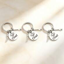 1 Set 3pcs Unisex Hot Chef Stainless Steel Keychain Personalized Knife & Fork Accessories Chef Gift Backpack Pendant - Silver - View 5