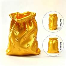 金色金錢主題桌面收納盒，堅固塑料製筆刷與小物品收納器，適合居家與辦公室的絕佳禮物 - 查看 2
