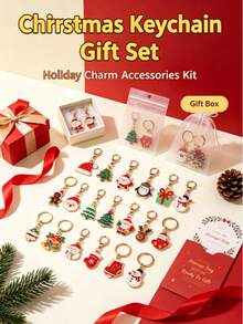 Christmas Theme Keychain, With Santa Claus, Snowman, Gingerbread Man, Bell, Reindeer And Other Designs - A - View 9