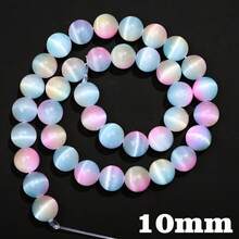 1 Strand 6/8/10mm Rainbow ThreeColor Cat Eye Natural Stone Beads, For DIY Jewelry Bracelets, Necklaces, Dreamy Style,Crafts Gifts - Stone - View 10