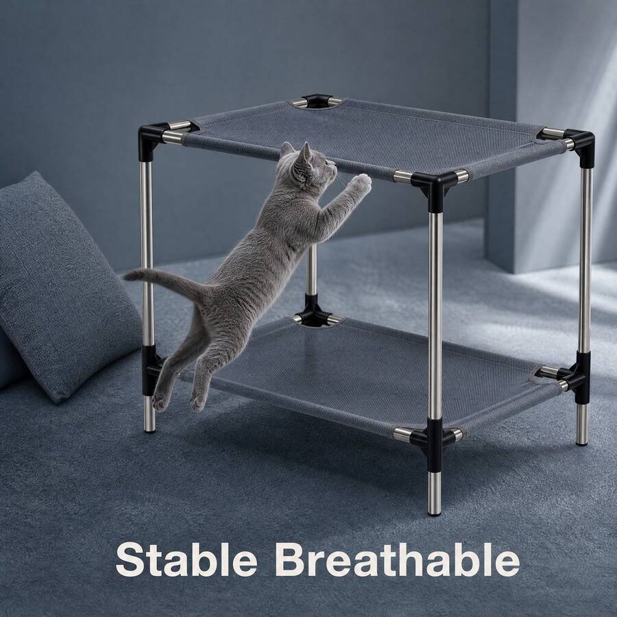 Single Layer/Double Layer Optional Cat Bed, Detachable Pet Bed, Stainless Steel Material Small Pet Cot