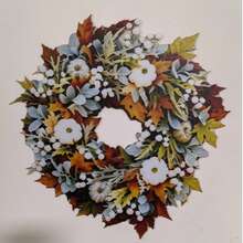1pc Artificial Autumn Front Door Wreath, Rustic Farmhouse Style Autumn Harvest Wreath With White Pumpkin, Maple Leaves, Lamb's Ear And White Berries, Suitable For Front Door, Wall, Window, Porch Seasonal Autumn Decor And Thanksgiving Home Decoration - A - View 7