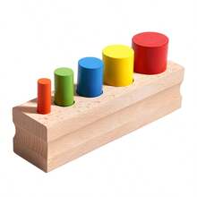 1 Set Montessori Stair Cylinder Socket Wooden Puzzle Blocks Baby Hand-Eye Coordination Training Educational Desktop Toy - Multicolor - View 6