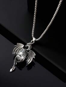 1pc Fashion European & American Vintage Hip-Hop Creative Cartoon Dragon Wing Pendant Necklace, Suitable For Men's Daily, Party, Street Wear - Multicolor - View 13