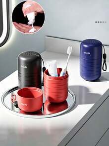 Portable Travel Mouthwash Cup & Dispenser Bottle, Suitable For Business Trips, Hotel Stays And Short Trips - Multicolor - View 1