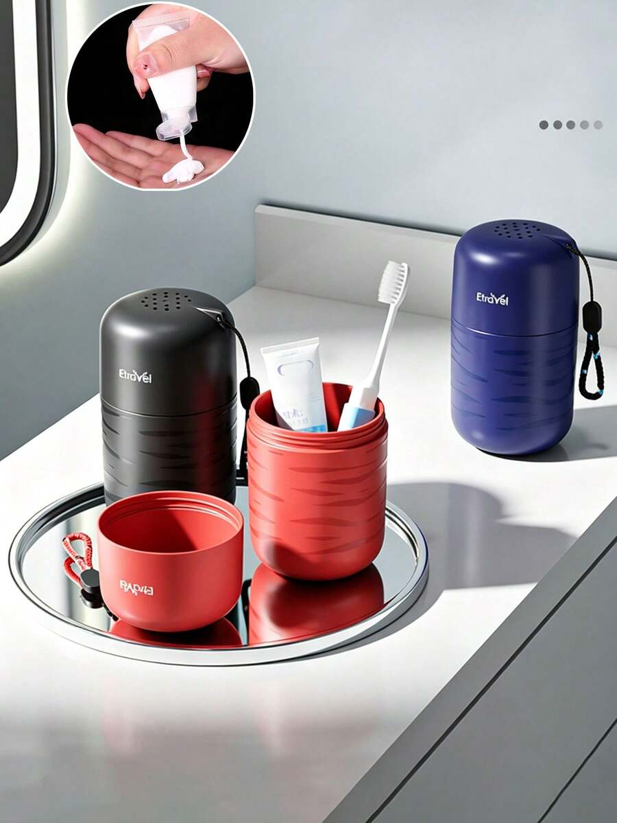 Portable Travel Mouthwash Cup & Dispenser Bottle, Suitable For Business Trips, Hotel Stays And Short Trips - Multicolor - View 1