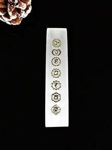 Translucent Gypsum 7 Chakra Long Slab Natural Gypsum Stone Ornament Yoga Meditation Crystal Stone Board Desktop Decor Craft - Gypsum Seven Chakra Plate - View 8